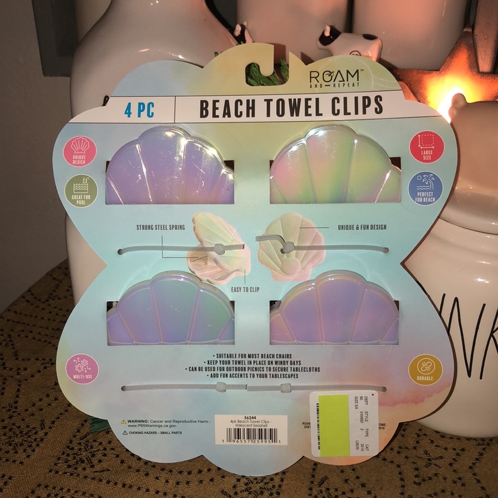 ROAM Iridescent SeaShell Beach Towel Clips Set of 4 - Picture 7 of 9